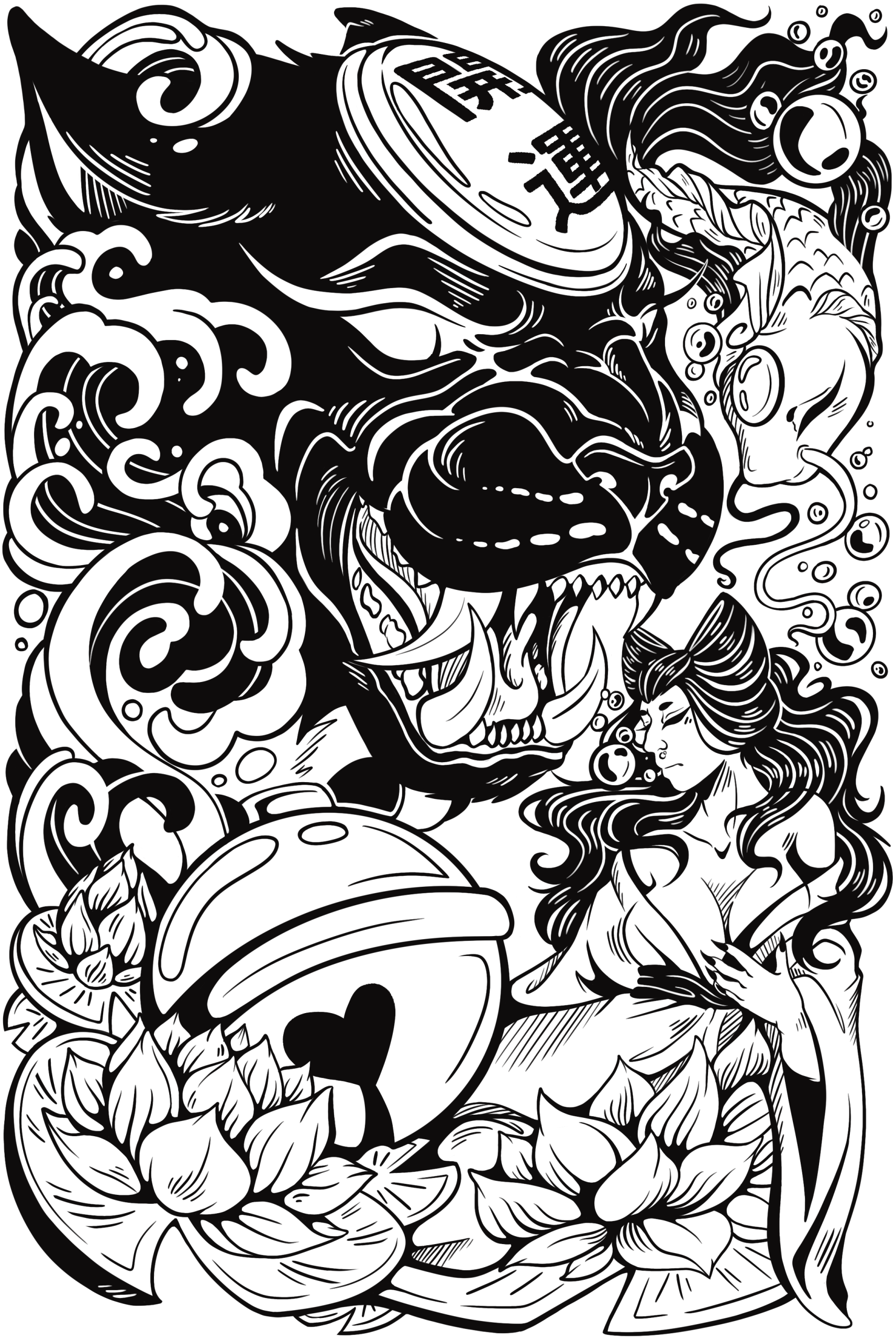 Loud Noises Woodblock Line art